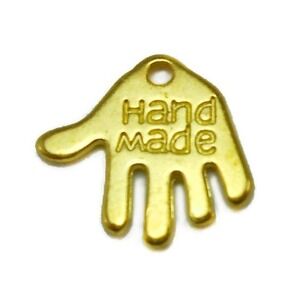 12pcs Hand "Handmade"‎ Charms goldtone metal for jewelry & crafts